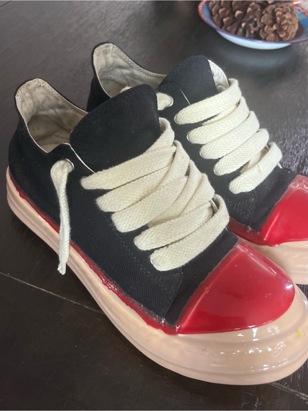 Rick Owens jumbo lace DRKSHDW concordians red wax dipped